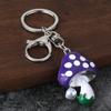 Zinc Alloy Keychain Pendant, Dripping Process Key Ring with Imitation Pearl Cartoon Mushroom Shape, Multiple Colors Bag Charm