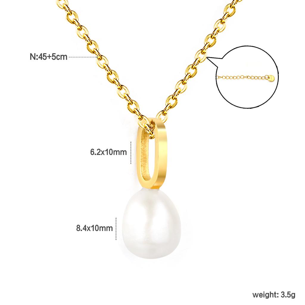 Women's Fashion Geometric Jewelry Light Luxury Multiple Styles Stainless Steel Pearl Pendant Choker Necklace
