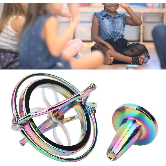 TOPINCN Alloy Gyroscope Toy Stress Relief Fingertip Toy for Adult withDecompression Bright Colorful Metal FrameDecompression Toy Adult Toy (Colorful)