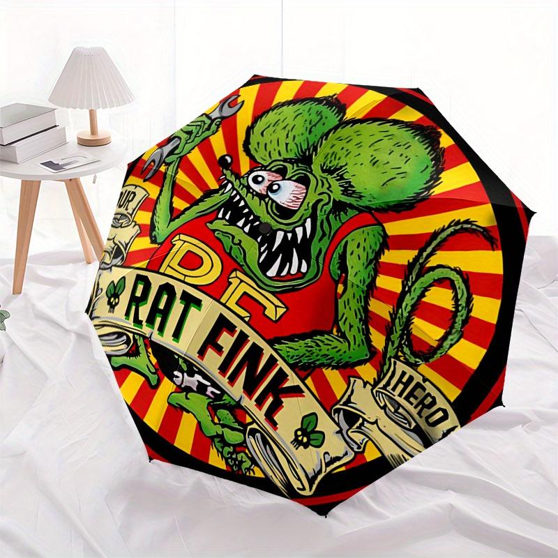 Adesivo Decalcomania Rat Fink | Auto d'Epoca HotRod Muscle Race Arte Rat Rod Ombrello, Ombrello Pieghevole Compatto Portatile per Uomini e Donne Regalo