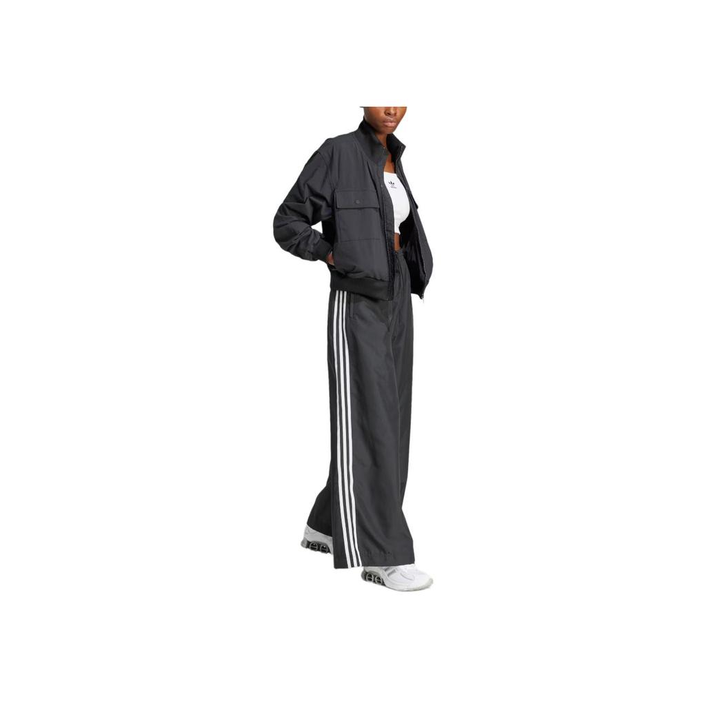 adidas Originals Multi-Pocket Loose Fit Stand Collar Zip-Up Long Sleeve Jacket Women Jackets Gray JD4792