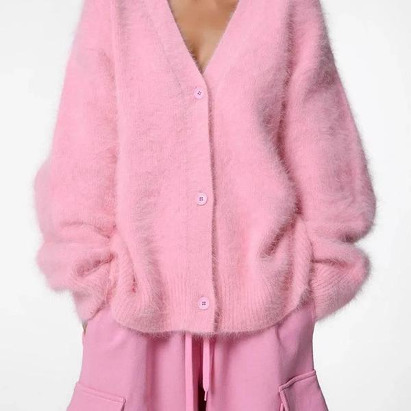 WTEMPO V-Neck Soft Warm Autumn Winter Plush Coats Women's Solid Color Large Size Windproof Cold-proof Faux Fur Button Jackets