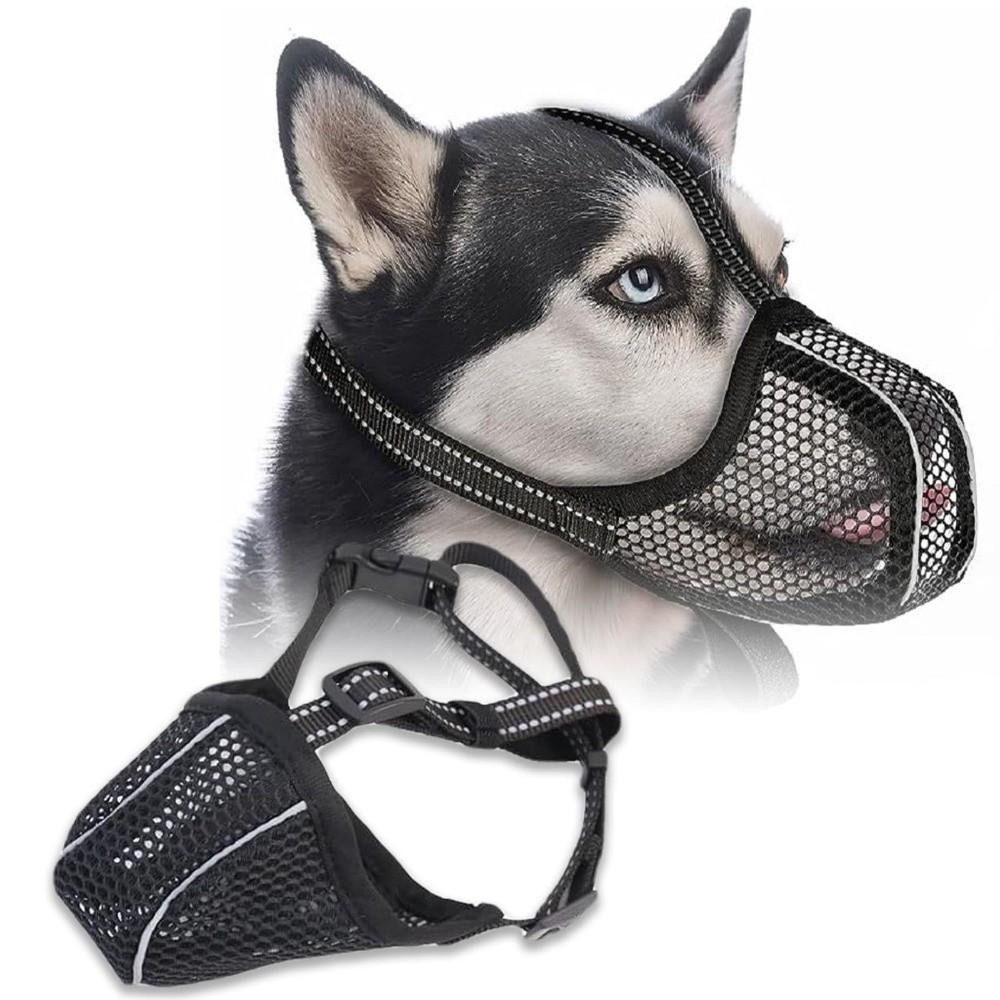 Breathable Mesh Dog Muzzle Adjustable Strap Anti-Bite Dog Mouth Cover Anti-barking Anti-eating Bulldog Muzzle Large Dogs
