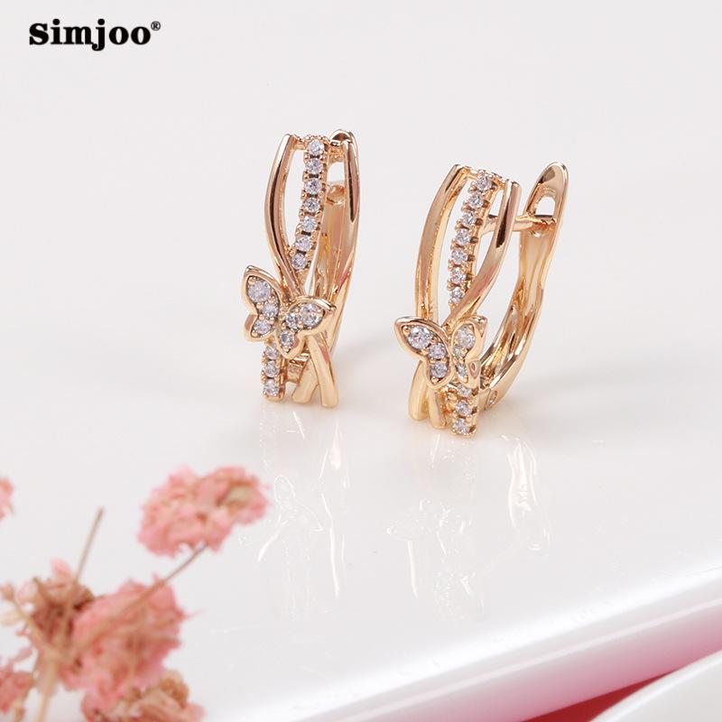 

SIMJOO Стильные маленькие серьги-бабочки из розового золота, инкрустированные цирконом, для женщин