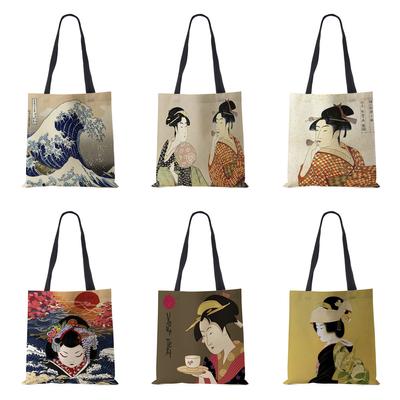 Cartoon Shoulder Bag Scenery Antiquity Women Reusable Canvas Tote Bag High Capacity Casual Shopping Folding Storage Handbag