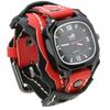 Punk Rock Style Men'S Quartz Watch - Hand-Stitched With Triple-Layer Leather Strap