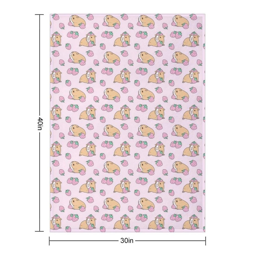 Pink Guinea Pig and Strawberry Pattern Throw Blanket blankets and throws manga Winter beds Soft Plush Plaid Blankets