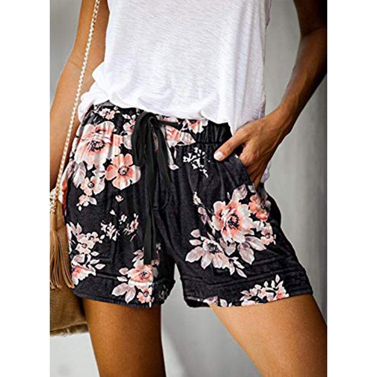 FGHJ Women Summer Fashion Leopard Print Shorts Loose Elastic Comfy Short Pants