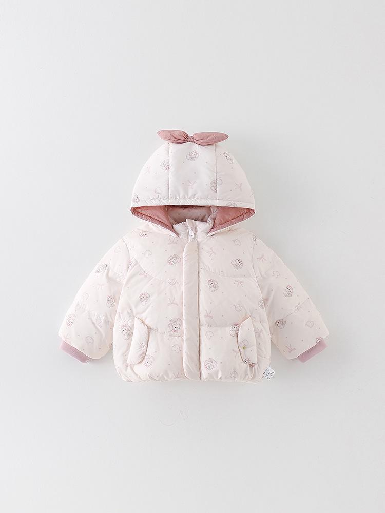 Stylish Hooded Down Jacket for Infant & Toddler Girls - Thickened Winter Coat with 90% White Duck Down
