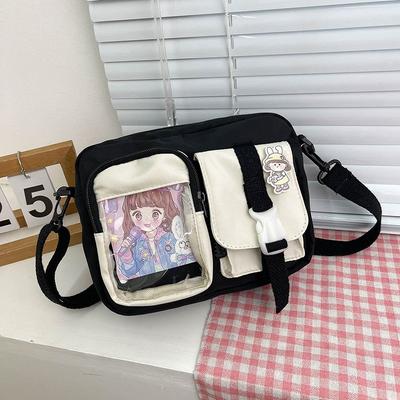 Ulzzang Vintage Transparent Card Girl Student Contrasting Color Messenger Bag Small Bag Girl