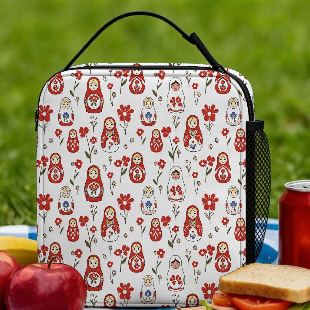 Russian Doll Lunch Bag Leisure Lunch Box School Portable Thermal Lunch Bags For Women Oxford Graphic Design Cooler Bag