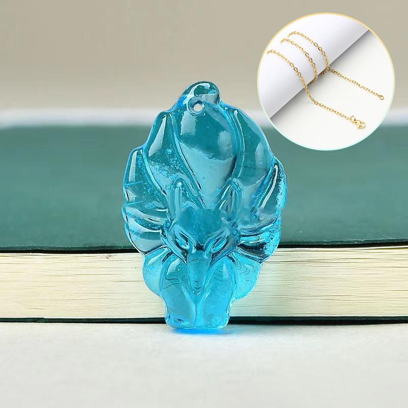 Unisex Chinese Animal Hand-Carved Fox Nine-Tailed Fox Pendant Chain Necklace Men Women Lucky Jewelry Gift 2025 New