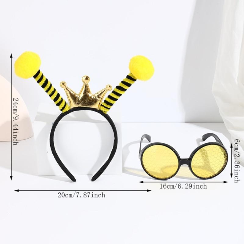 Bumble Bees Costume Kit for Kids Adult Bees Costume Antenna Headband Antenna Glasses for Halloween Cosplay Party Props