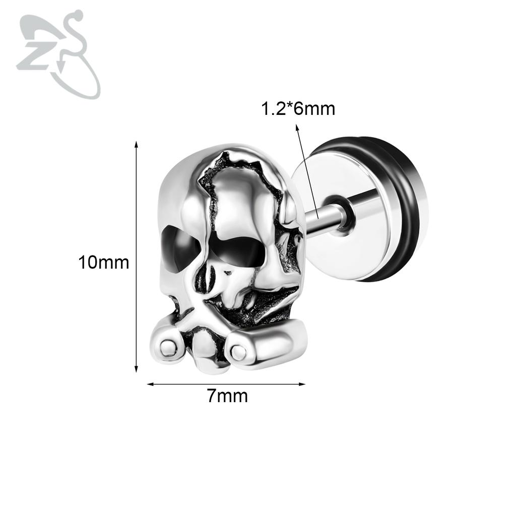 ZS 1 PC Punk Gothic Skull Stud Earring For Men Women Spider Snake Earrings Ear Studs Cartilage Helix Lobe Piercing Jewelry 16G