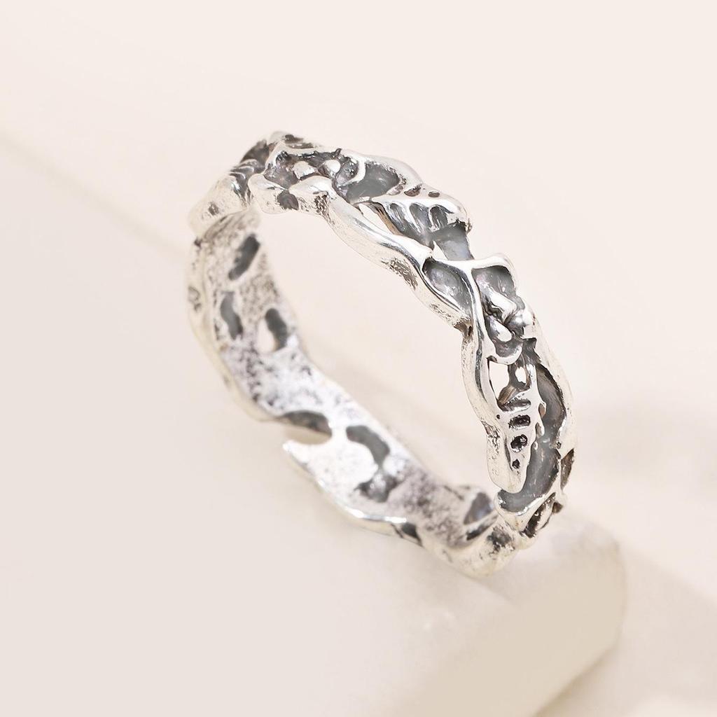 Vintage Flower Leaf 925 Silver-Plated Ring - European & American Style Engagement Jewelry
