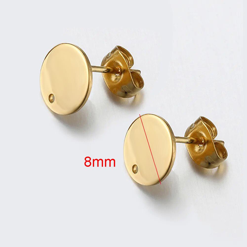 10pcs Stainless Steel Ear Studs Smooth Surface Dangle Earring Base with Hole for Pendant DIY Jewelry Making Accessories Supplies