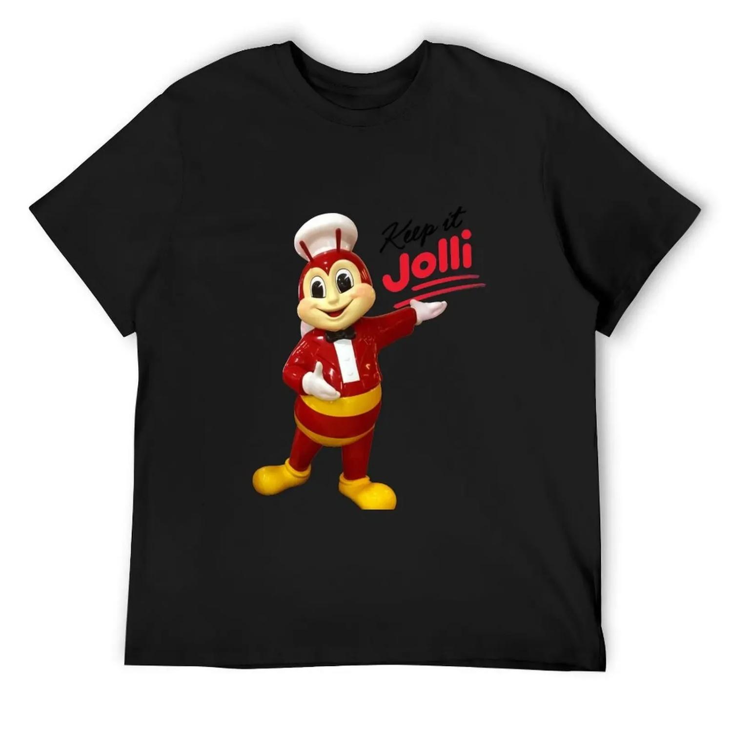 Jollibee mascot statue_ Keep it Jolli T-Shirt anime clothes Funny t-shirt blacks men t shirts S