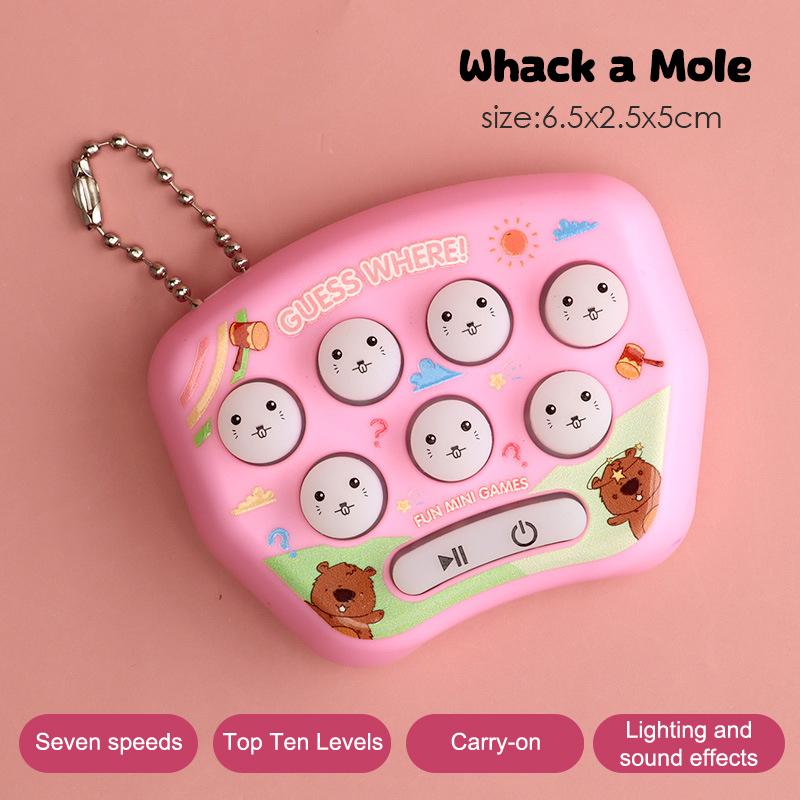 

Забавная мини-игрушка для мыши «Ударь ладонью по земле», портативная игровая консоль с брелоком «Ударь крота», обучающие игрушки-фиджет розовый