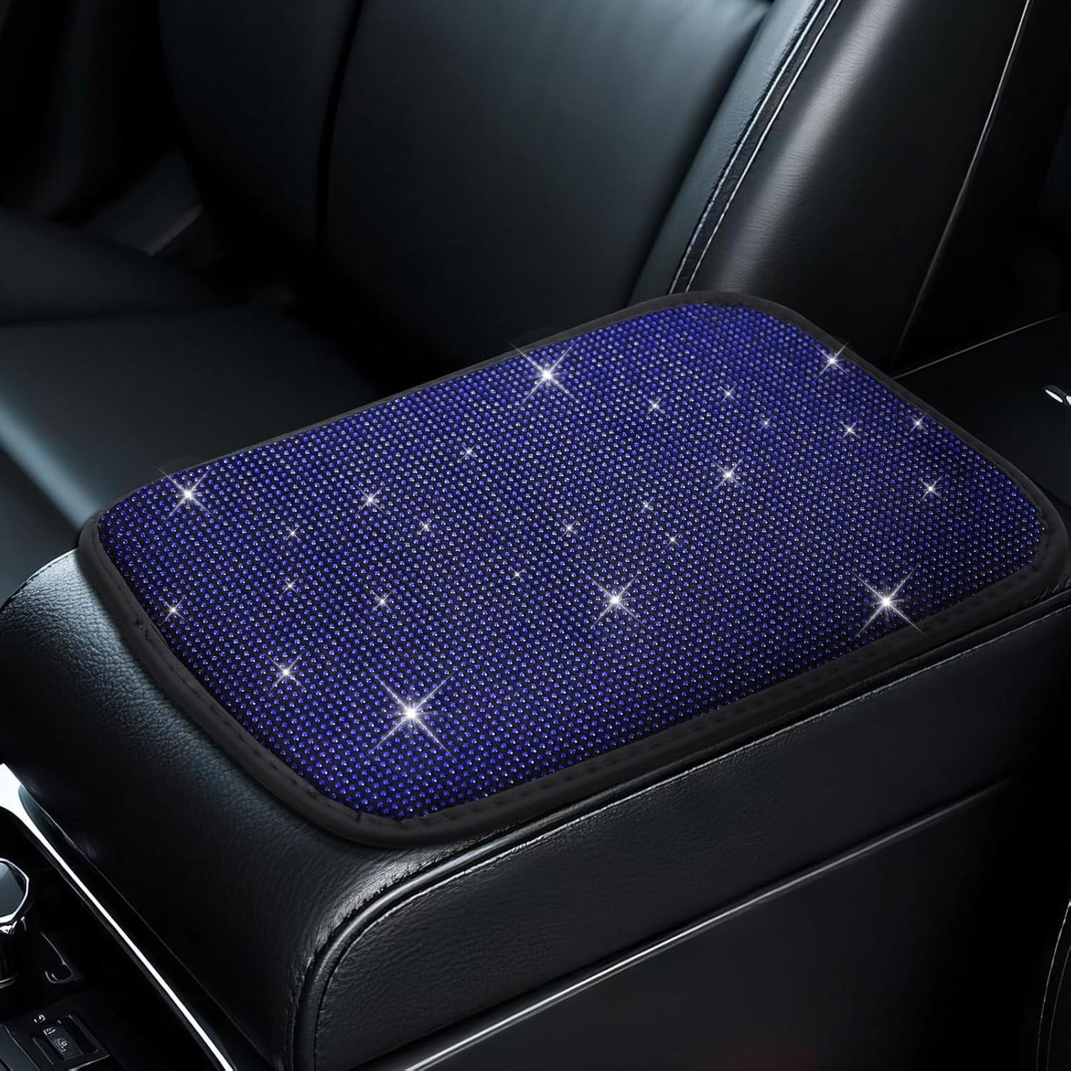 Car Center Console Cover, 12  × 8.66  Diamond Auto Center Console Blue