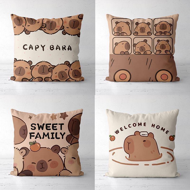 Cute Kapibara Capybara Cartoon Two-dimensional Pillowcase Children's Bedroom Sofa Cushion Cover Nap Pillow Cover