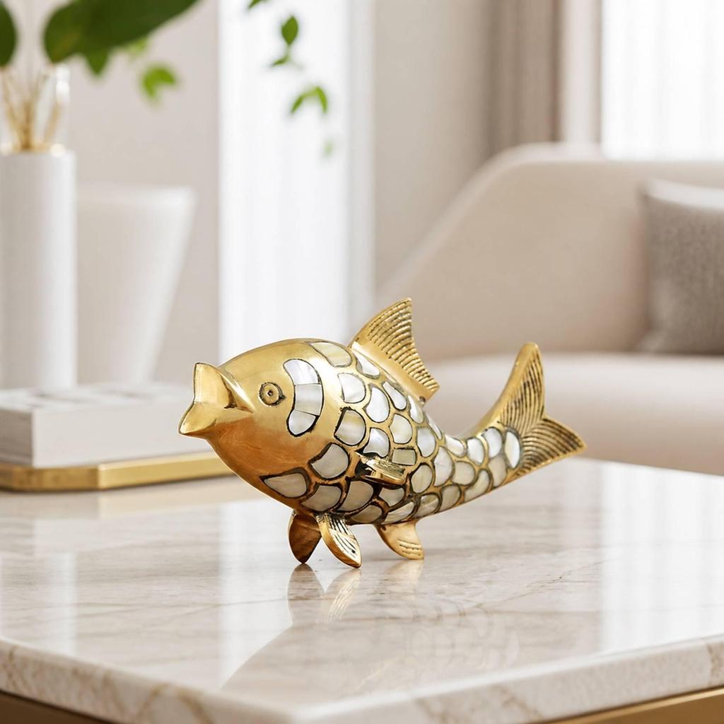 Ocean-Themed Statuette Figurine with Silver Scale Accents Sturdy for Office Desk