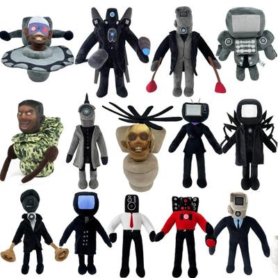 HOMZY 30style Skibidi Toilet Plush Toy Tv Man Plush Cartoon Skibidi Dop Yes Yes Plush Doll Stickers Christmas Birthday Gift for Kids