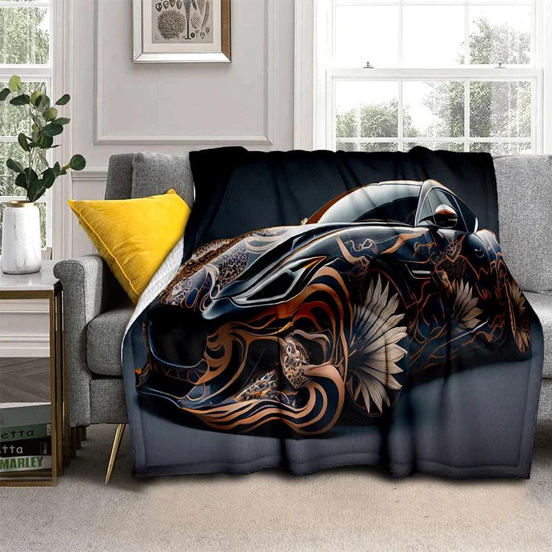 Coperta Cartone Animato Auto Sportiva Futura 3D HD Concept Car, Coperta Morbida da Divano per Casa Camera da Letto Letto Divano Picnic Viaggio Coperta per Bambino