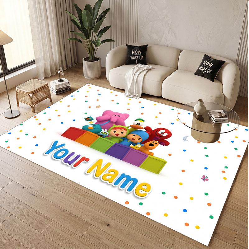 Custom Name Text Crystal Velvet Rug,Pocoyó Soft Plush Decorative Non Slip Floor Carpet
