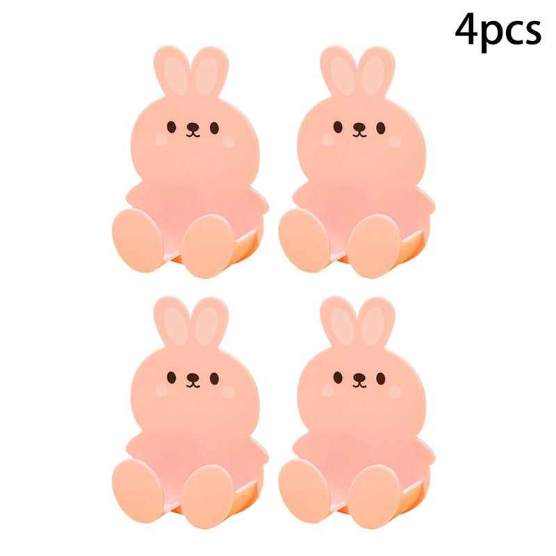 Cute Rabbit Wall Hooks Set - Self-Adhesive Organizer Clips For Cables, Scissors & Small Items