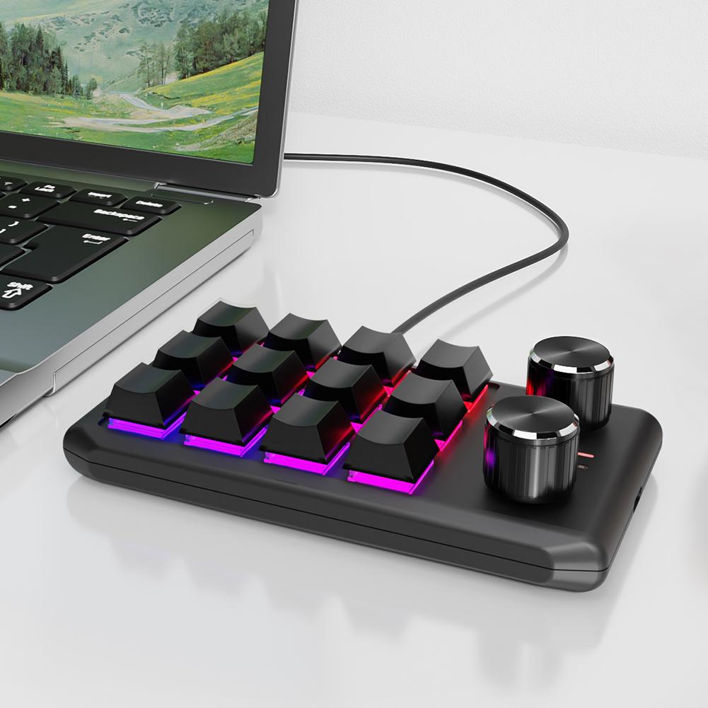 RGB Macro Keyboard Programmable Hot Swap DIY One-handed Mechanical Keypad Dual Type-C Interface Ultra-thin Support for Windows