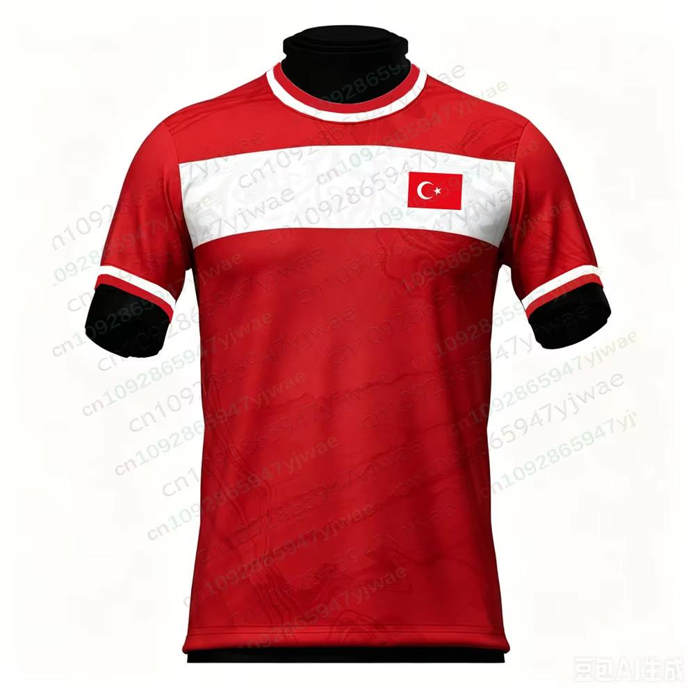 Men Summer Türkiye Heritage 3D Football Jersey Quick Dry Breathable Short Sleeve Beach T-shirt