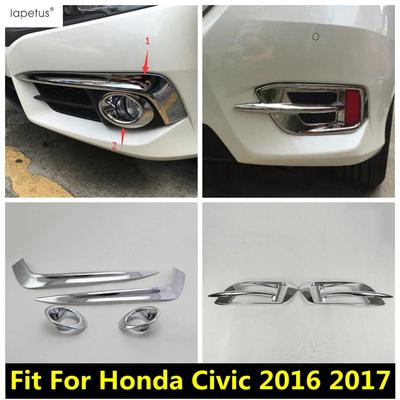 Chrom Front Rückseite Nebelscheinwerfer Licht Ring Augenbraue Augenlid Formteil Abdeckung Zierleiste Für Honda Civic 2016 2017 Autozubehör Außen Kit