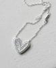 Alleun Silver 925 Asymmetrical Heart Cubic Pendant Chain Necklace