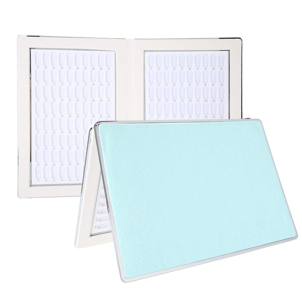 Nail Display Chart, 160 Slots Nail Gel Polish Organizer Color Card Nail Polish Color Display Chart Book Nail Swatch Book Nail Art Practice Card(Blue)
