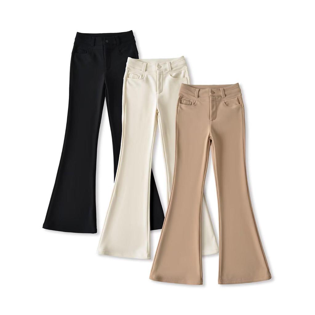 Women's Khaki High-Waisted Micro-Flare Trousers: Slimming & Elegant Trumpet Pants for Autumn/Winter 2025
