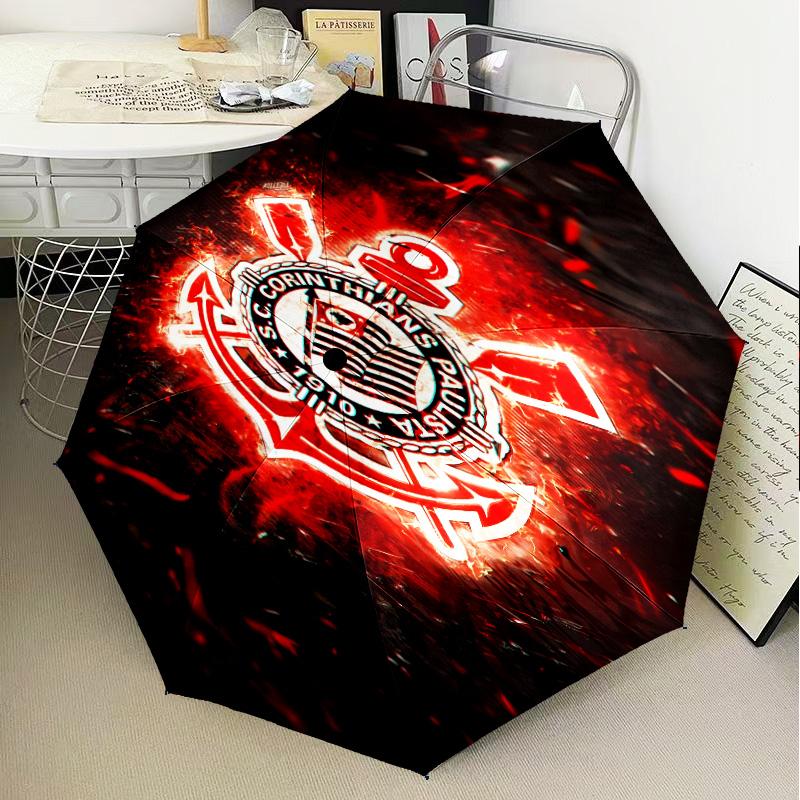 1PC Sport Club Football Crest Printed Umbrella Folding Umbrella, Automatic Umbrella 8-Frame for Travel, Camping Fan Gifts Christmas Gifts