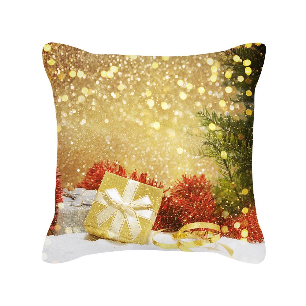 New Black Gold Christmas Pillow Cover New Snowflake Letter Peach Skin Sofa Cushion Cover