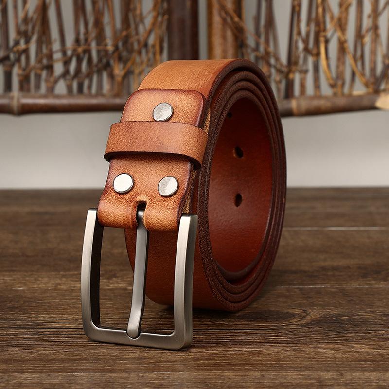 Belt Men's Korean-Style Simple Fashion All-Match Washed-out Vintage Genuine Cattlehide Leather Surface Belt