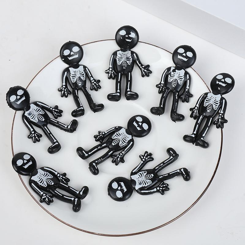 10/30Pcs Scary Halloween Stretchable Skull Skeleton Anti Stress Toy for Kids Birthday Party Favors Halloween Party Pinata Filler