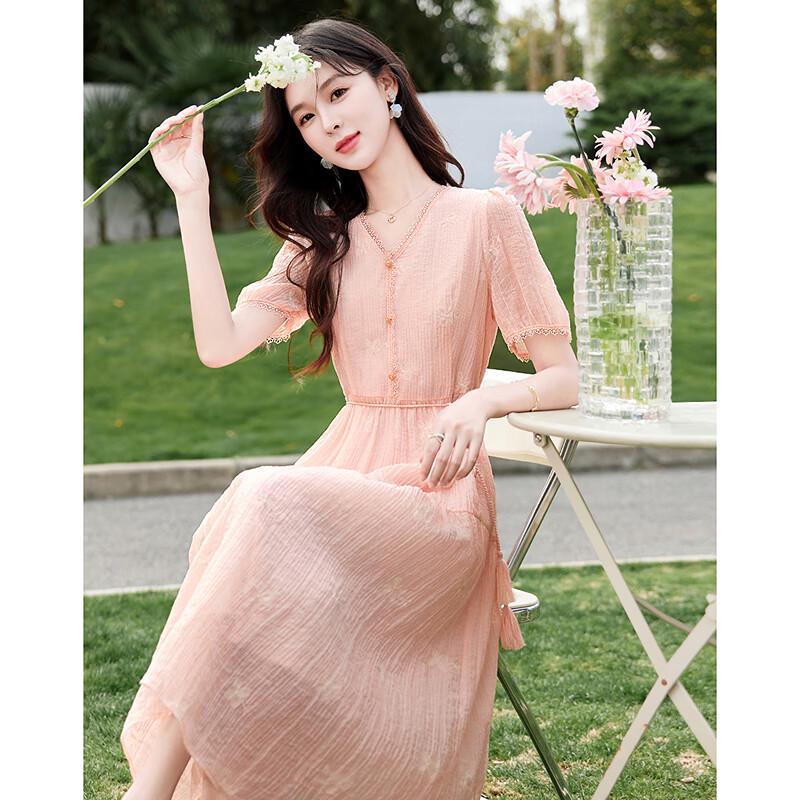 

Vintage Grace Women s Elegant Short Sleeve A-Line Midi Dress M