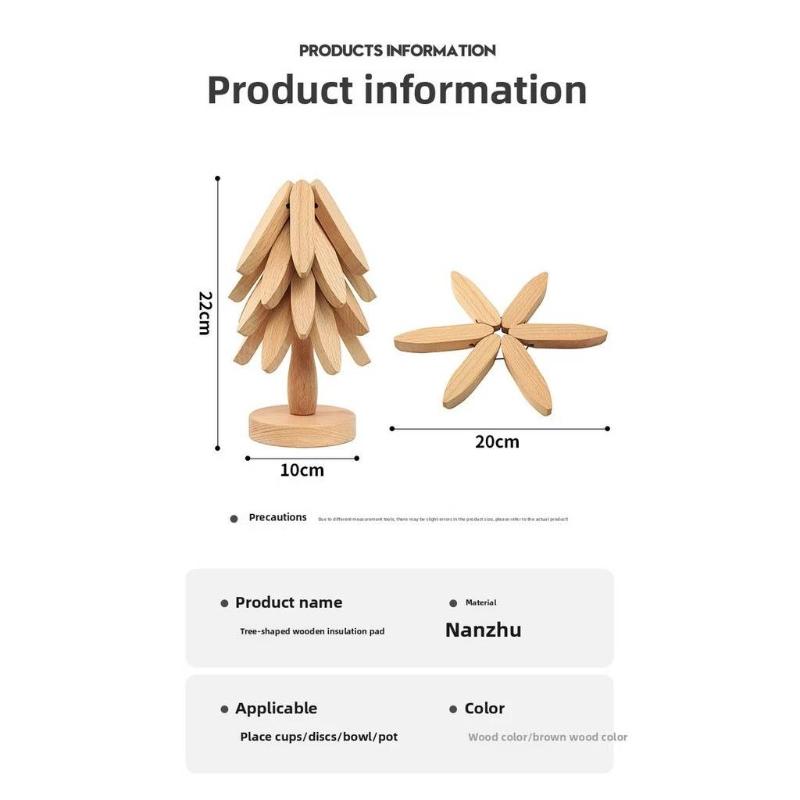 3/4/5Pcs Solid Wood Insulation Placemat Anti-Scalding Mat Tree Household High Temperature Resistant Table Mat