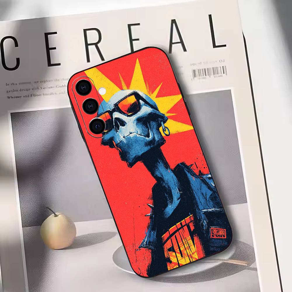 Hip-hop Comic Character Sticker Phone Case For Samsung Galaxy A73,A72,A71,A70,A53,A52,A51,Soft Silicone Black Cover