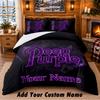 Deep Purple Muster Bettwäsche 3-teiliges Set Benutzerdefinierter Name, Bettlaken und Kissenbezüge für Schlafzimmer zu Hause