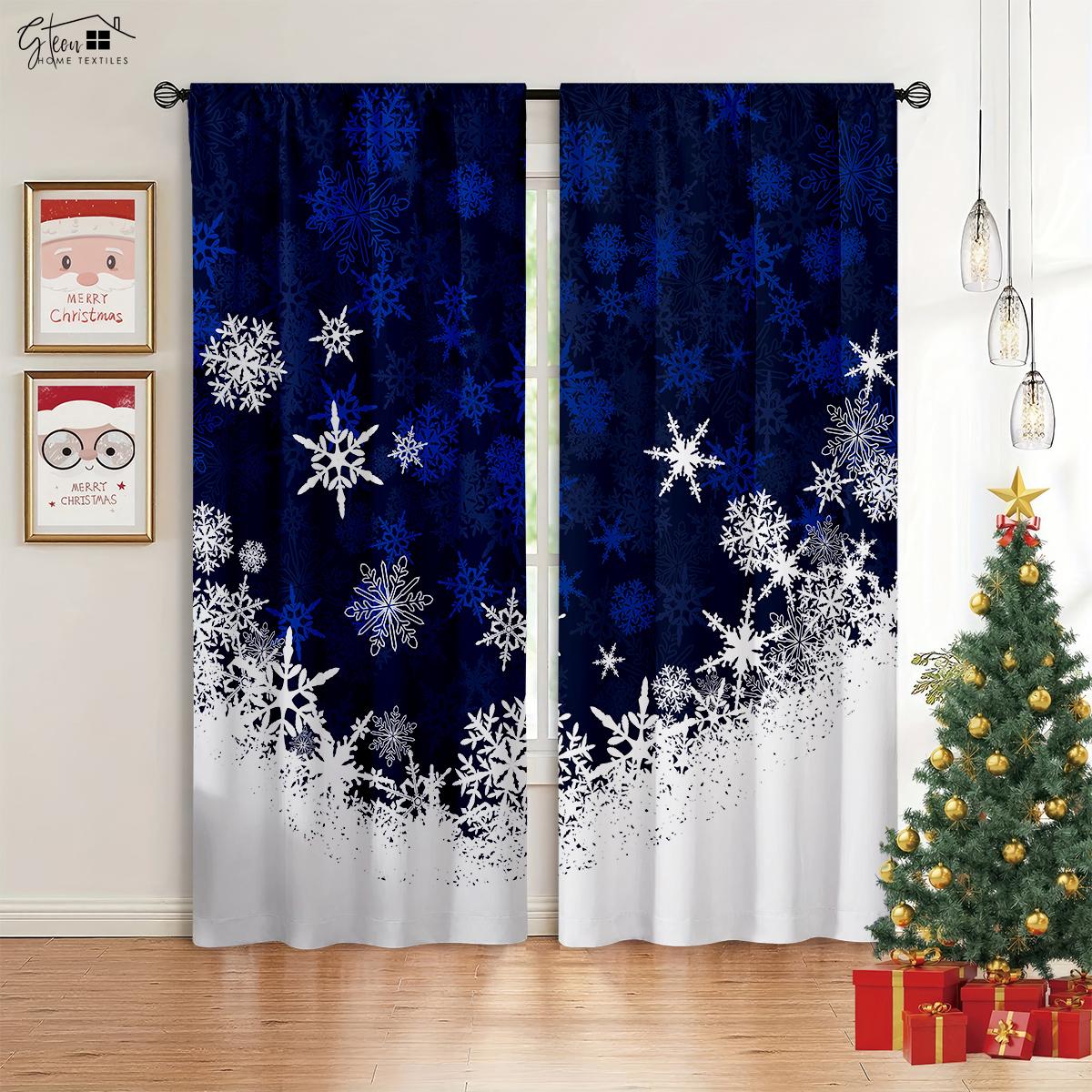 

Рождественские 3D-печатные шторы, рождественская елка, подарок для гостиной, спальни, детской комнаты, новогодние праздничные украшения, шторы 2 шт. W50xH130(CM)x2PCS&Rod pocket