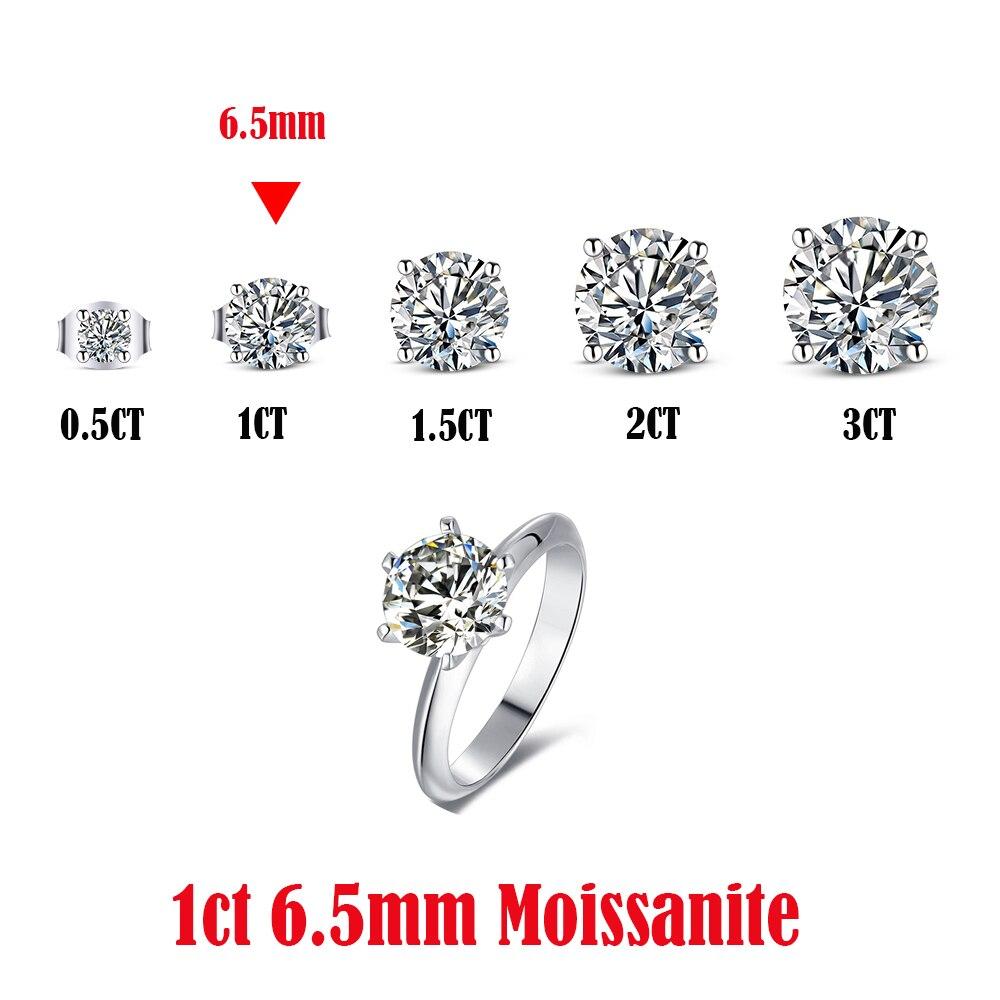 100%   Copper 0.5-3 Carat 8.0mm D Color Moissanite Ring For Women Top Quality Sparkling Wedding Jewelry