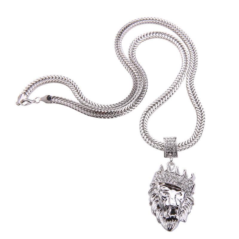 Collier Pendentif Majestueux Tête de Lion Gothique Punk en Acier Titane Pour Hommes Bijoux Hip Hop