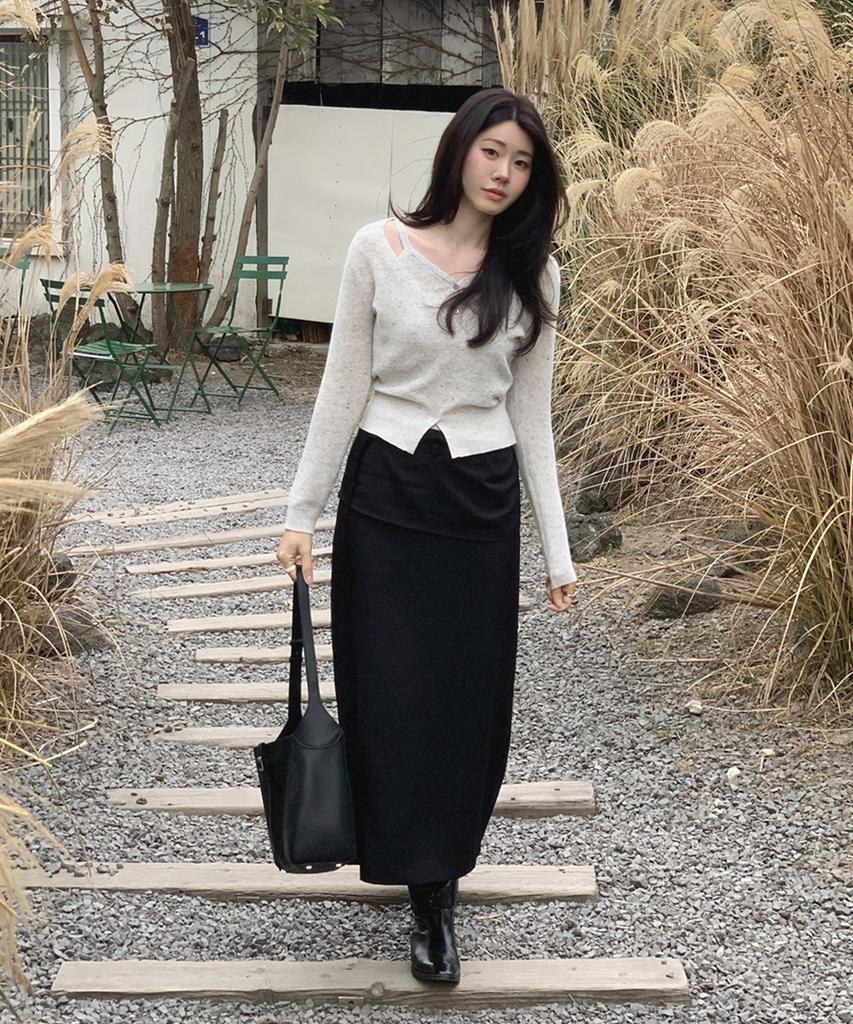BASIKA Layered Slit Knit (Gray)