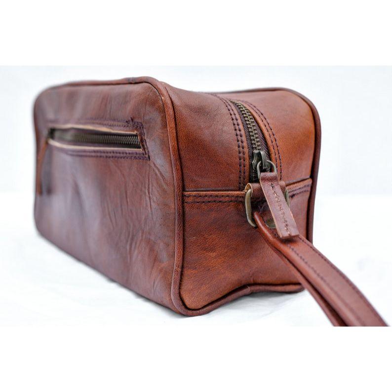 Leather Toiletry Bag for Men, Genuine Leather Toiletry Bag for Men & Women Portable Travel Waterproof Dopp Kit Stylish Practical