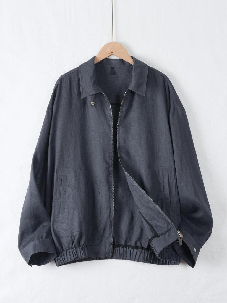 Men's Luxury Linen Jacket - Spring/Summer Classic Lapel Casual Zipper Cardigan