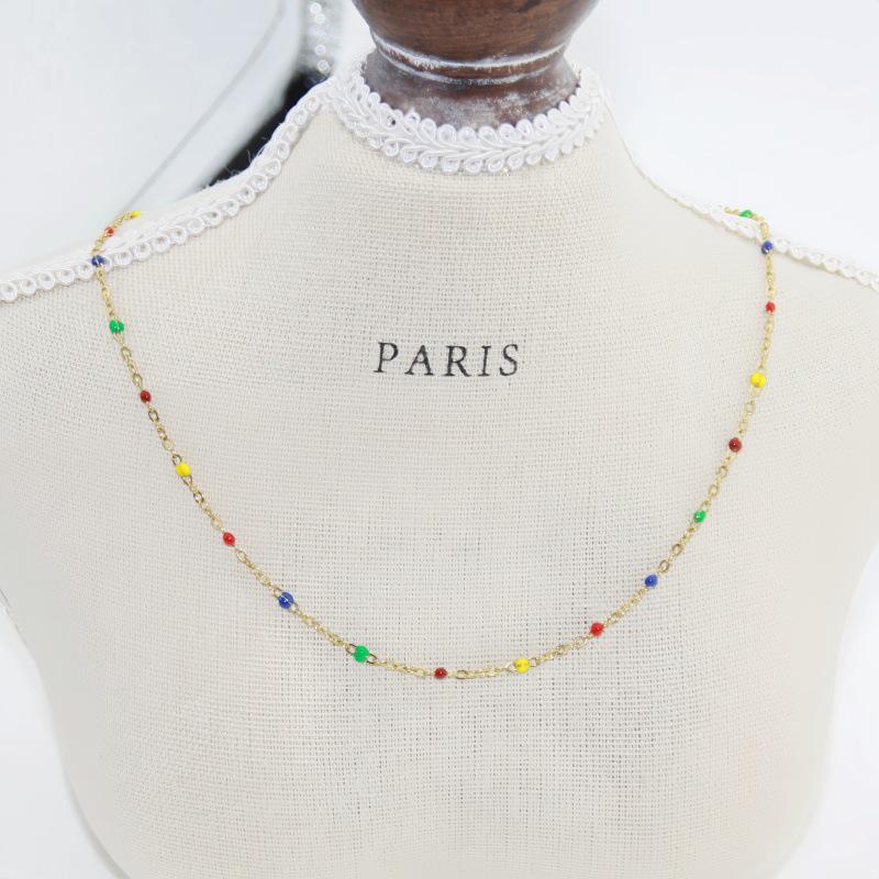 Edelstahl Tropföl Perlen-Kugelketten-Halskette – Nicht verblassend, Farberhaltend, Handgemachter DIY-Schmuck